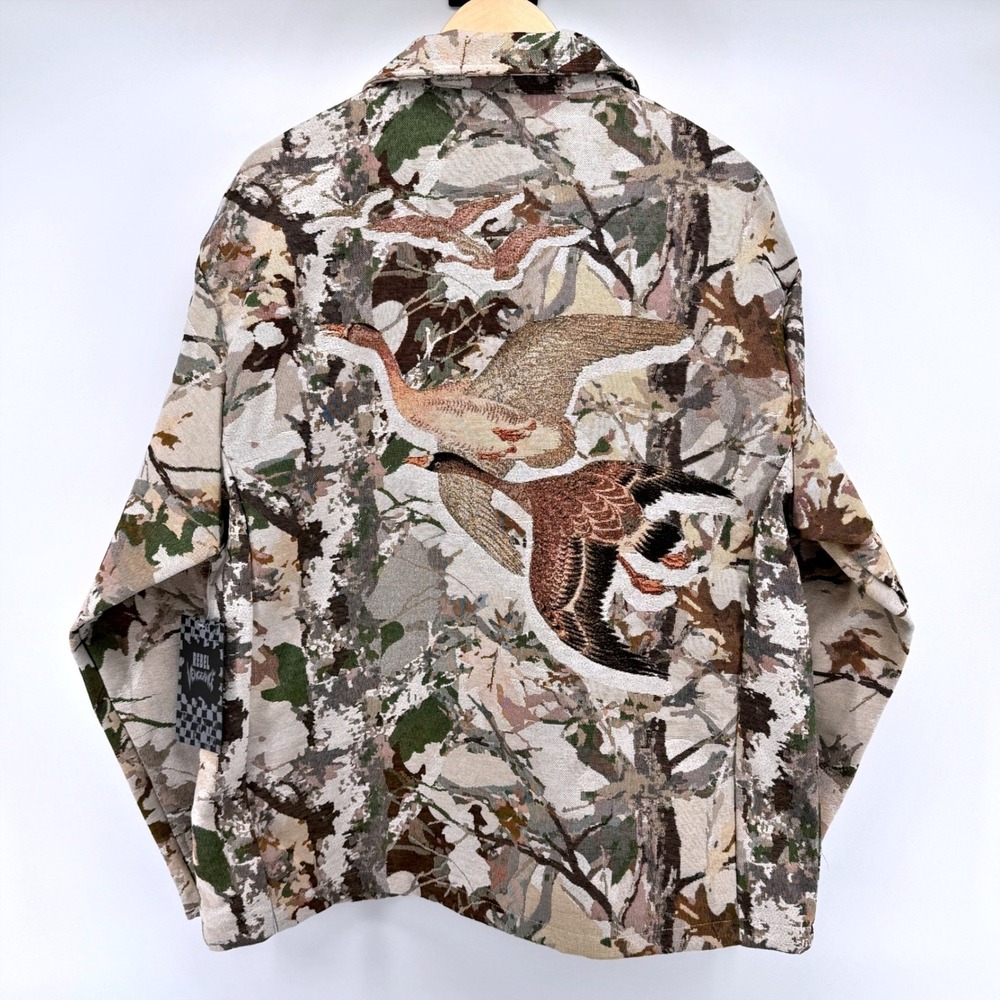 Rebel Vengeance Tapestry Jacket Mens Large Camo Duck Print Button Up Shirt NWT - Picture 9 of 15